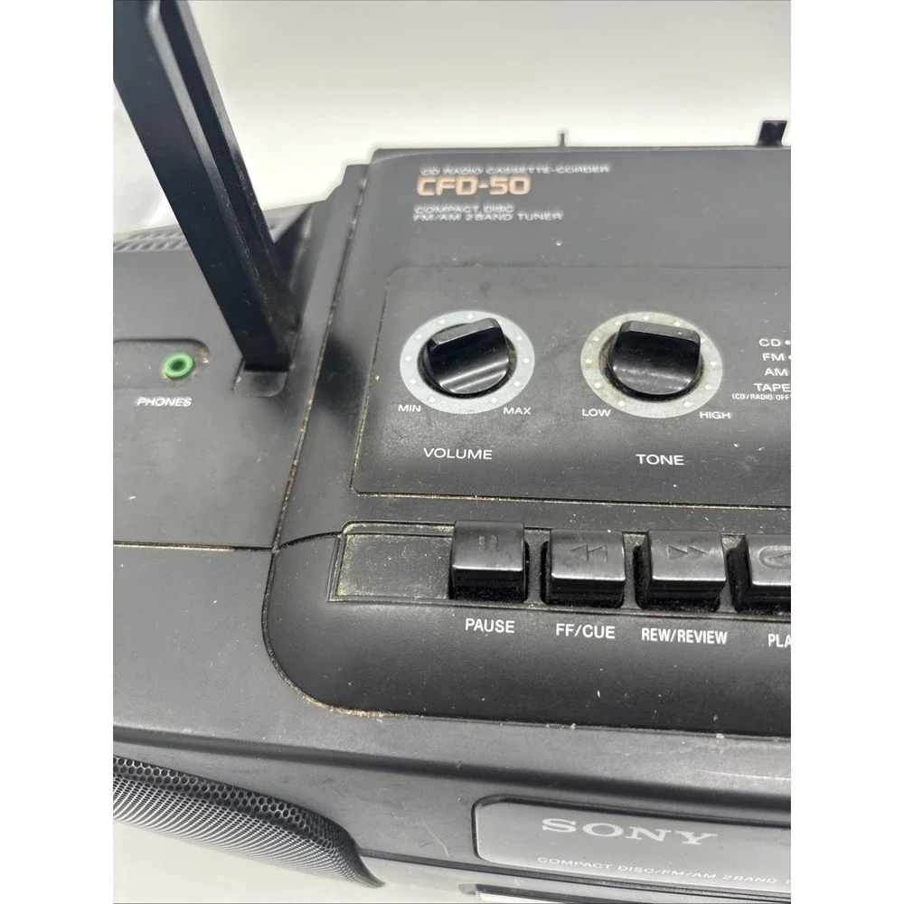 Sony CFD-50 Vintage CD Player  AM/FM Radio Tested. Tape Needs Repair